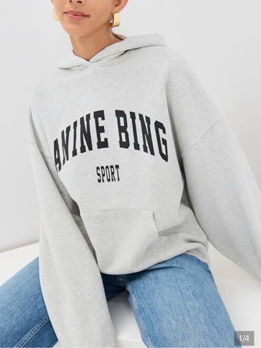 Anine Bing Harvey Logo Hoodie with Black Lettering